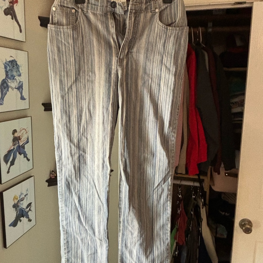 Striped Blue Jeans for Women